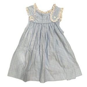 Red Beans Blue Lace Ruffle Overall Romper Dress